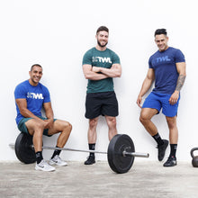 Load image into Gallery viewer, The WOD Life - Men's Classics Flux T-Shirt - Surf Blue/White