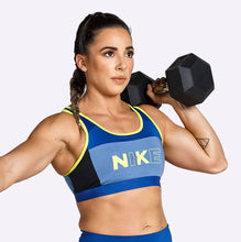 Load image into Gallery viewer, Nike - Women's Medium Support Sports Bra - Indigo Force/Indigo Storm/Black/Cyber
