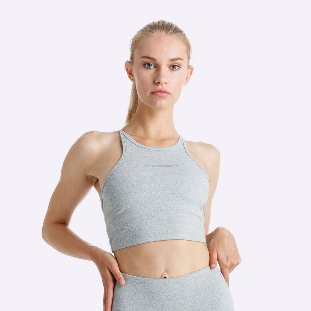The Brave - Women's Elevate Crop Top - Light Grey Marle