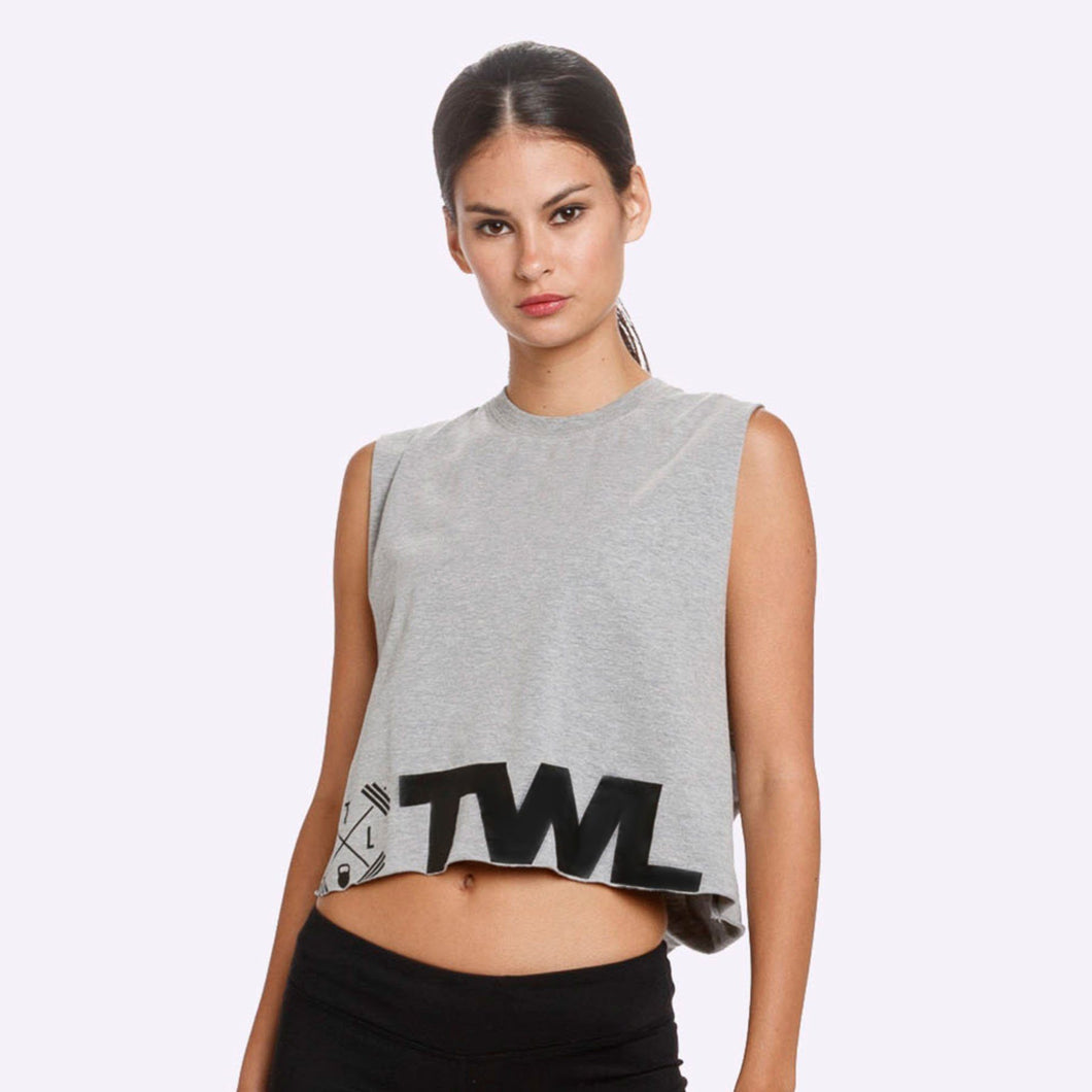 The WOD Life - Women's Classics Slash Crop Tank - Light Grey