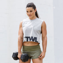 Load image into Gallery viewer, The WOD Life - Women&#39;s Classics Slash Crop Tank - Light Grey
