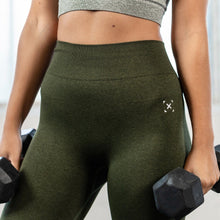 Load image into Gallery viewer, The WOD Life - Women&#39;s Endure Seamless Tights - Dark Olive Marl/Stone Marle
