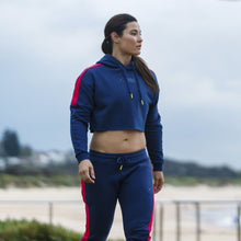 Load image into Gallery viewer, The WOD Life - Women&#39;s Wanderer Cropped Hoodie - INDIGO/CERISE
