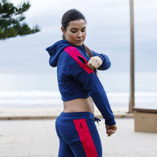 Load image into Gallery viewer, The WOD Life - Women&#39;s Wanderer Cropped Hoodie - INDIGO/CERISE
