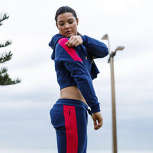 Load image into Gallery viewer, The WOD Life - Women&#39;s Wanderer Cuffed Jogger Pants - INDIGO/CERISE
